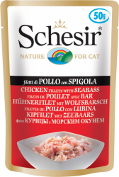 Schesir Wet Pouch 50 Adult Cat Chicken Fillets & Seabass